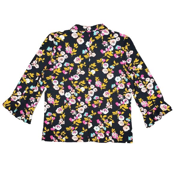 Abound Linen Blend Floral Blazer Jacket Ruffle Whimsigoth Cottagecore Fairy - Picture 2 of 11